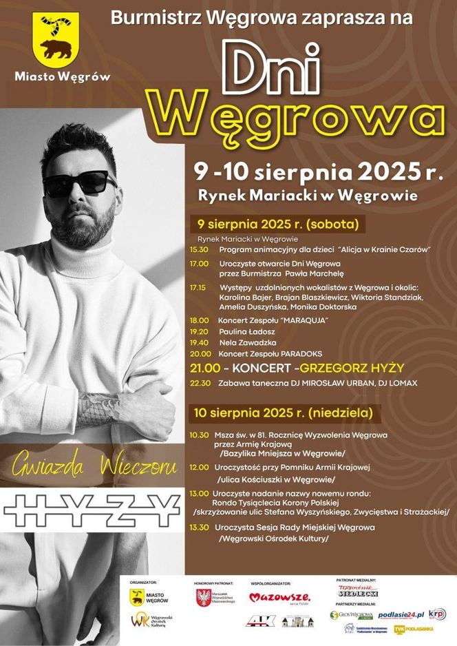 Dni Węgrowa 2025 wystąpi Grzegorz Hyży