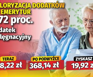 Waloryzacja dodatków do emerytur 5,72 proc.