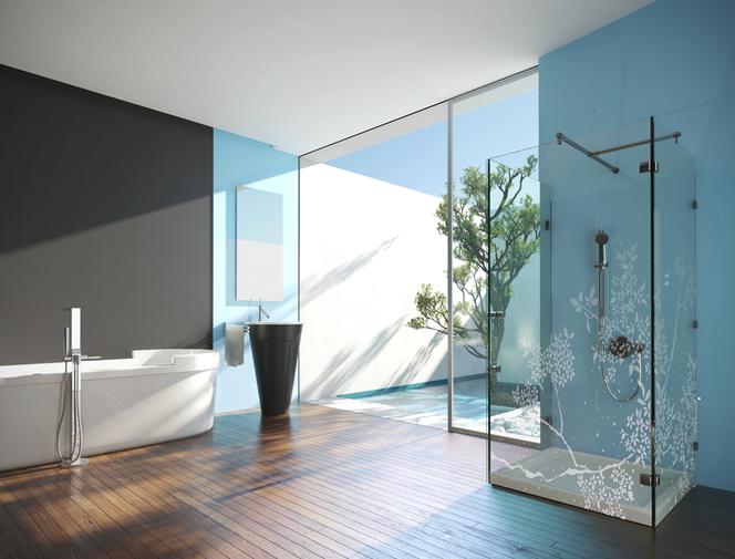 Aranżacja łazienki ze szkłem COLORIMO