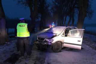Wypadek na DW 507. Uderzył w drzewo, a potem w nadjeżdżające auto. 25-latek w szpitalu [ZDJĘCIA]