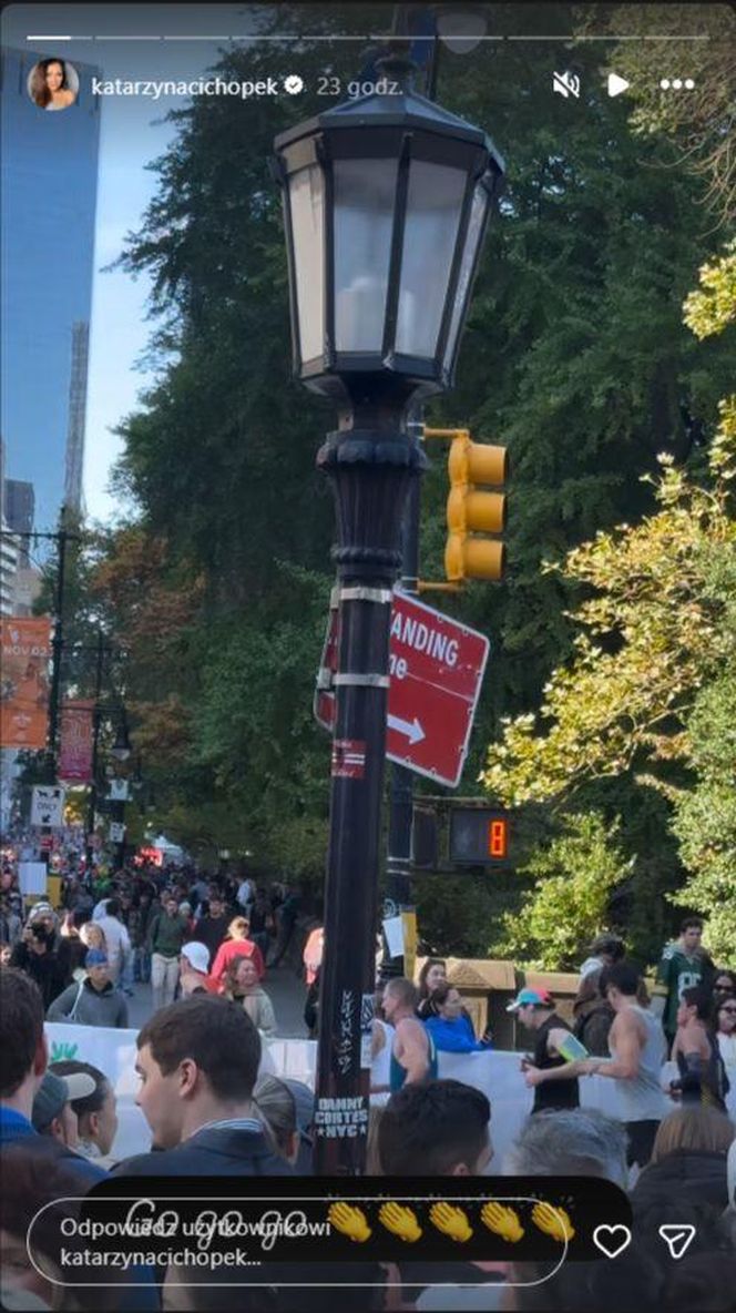 Katarzyna cichopek dopinguje męża na Maratonie Nowojorskim