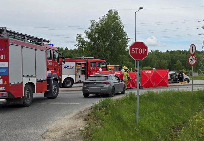 Śmiertelny wypadek na DK50 pod Mińskiem Mazowieckiem. Dwie osoby zginęły w zderzeniu z autobusem [ZDJĘCIA]