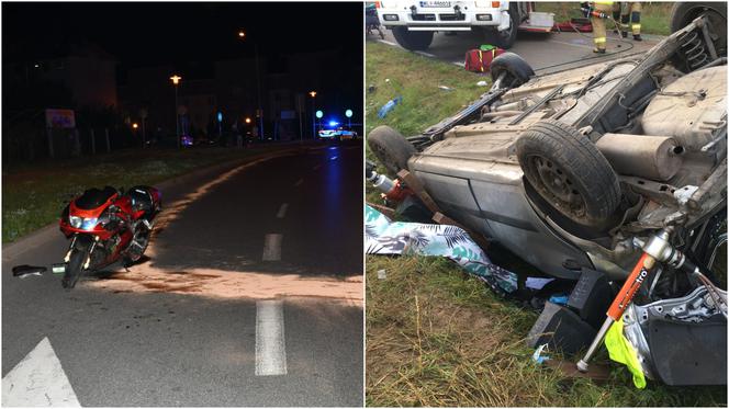 Ciechanów. Motocyklista nie żyje, kierowca zakleszczony w aucie! Strażacy rozcięli pojazd [ZDJĘCIA]