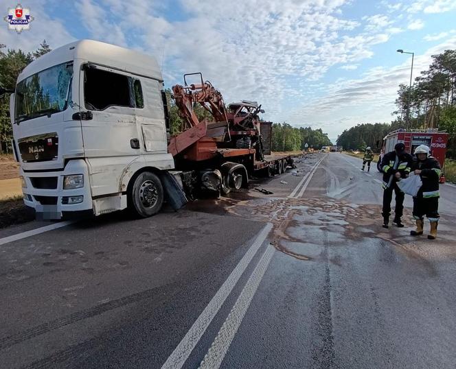 Śmiertelny wypadek na drodze krajowej w Annówce. Czołowe zderzenie dwóch tirów [ZDJĘCIA]