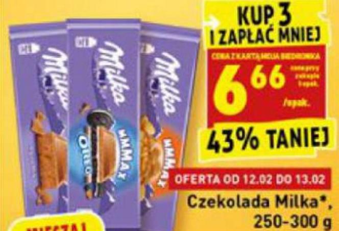 duża czekolada Milka 6,66 zł