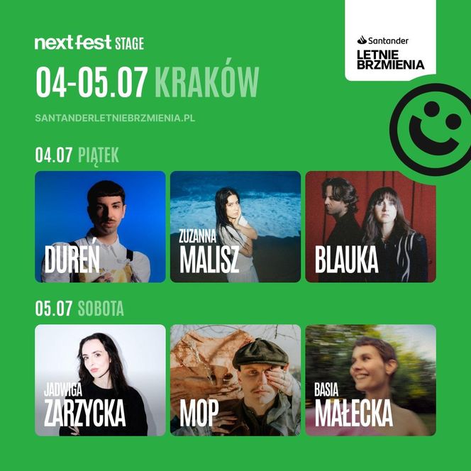 Santander Letnie Brzmienia 2025 – line-up NEXT FEST Stage