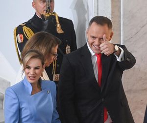 Marta Nawrocka cała na niebiesko zachwyciła w Sejmie  