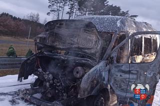 Pożar busa na S5 koło Rydzyny