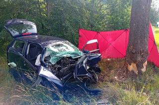 Volkswagen roztrzaskał się na drzewie