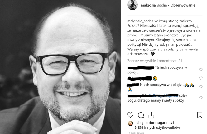 Gwiazdy żegnają Pawła Adamowicza