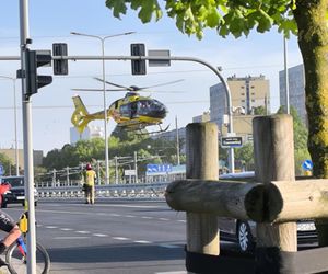 Zderzenie tramwaju i dźwigu