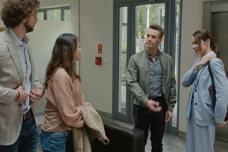 M jak miłość odc. 1884. Martyna (Magdalena Turczeniewicz), Jakub Karski (Krzysztof Kwiatkowski), Kasia (Paulina Lasota), Mariusz (Mateusz Mosiewicz)