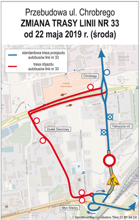 Autobusy linii nr 33 pojadą inaczej - schemat