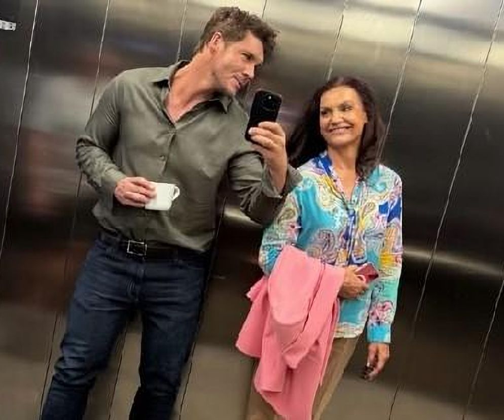 M jak miłość na planie. Marcin (Mikołaj Roznerski), Aleksandra (Małgorzata Pieczyńska)