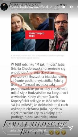 M jak miłość. Julia Malicka (Marta Chodorowska) "nie jest podła"
