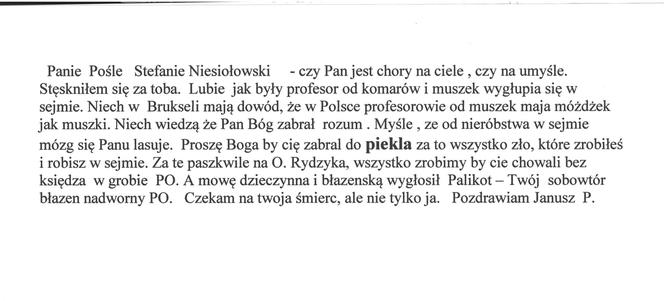 Niesiołowski pogróżki