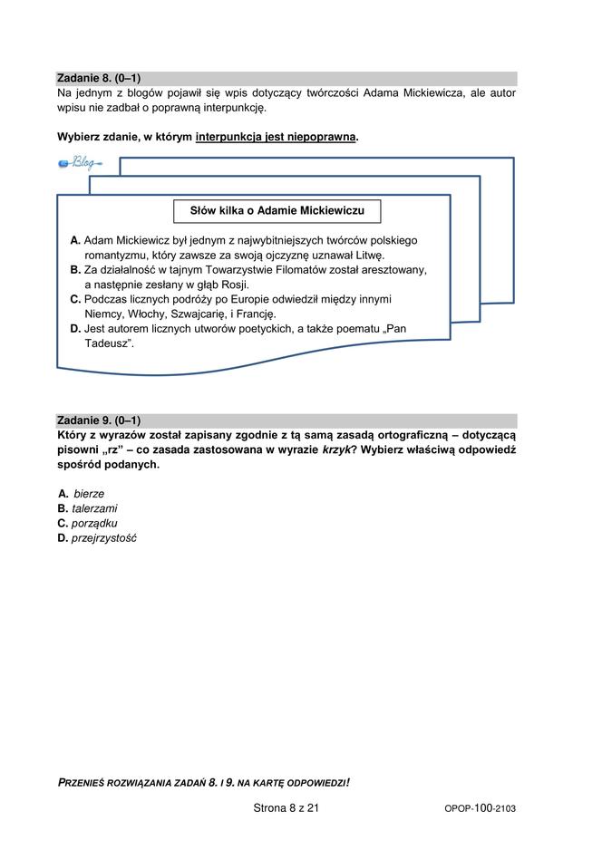 Próbny egzamin ósmoklasisty 2021: Język polski. Odpowiedzi i arkusze sprawdzisz tutaj
