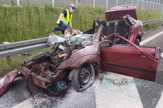 Wypadek śmiertelny na autostradzie A4 pod Tarnowem. Osobówka zderzyła się z autobusem