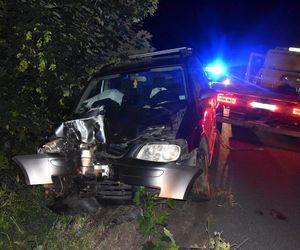 Pijany kierowca rozbił auto pod Gryżyną. Miał prawie 3 promile alkoholu