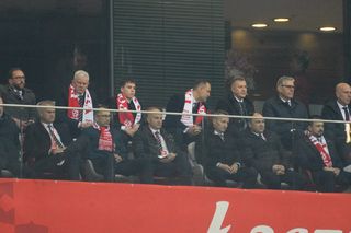 Karol Nawrocki na meczu Polska - Holandia