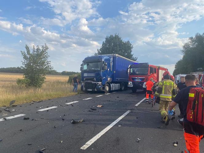 BMW zderzyło się czołowo z tirem w Myszęcinie