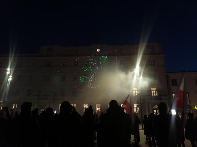 Marsz Pamięci Żołneirzy Wyklętych w Lublinie. Wcześniej odbył się laserowy pokaz