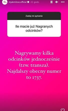 M jak miłość. Ile już odcinków nagranych? 