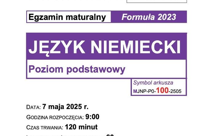 Arkusze egzaminacyjne matura niemiecki 2025.