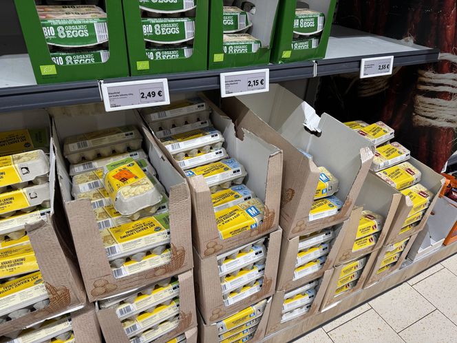 Cena za 10 jajek na Litwie waha się od 2,15 euro (9,12 zł) do 2,55 euro (10,82 zł)