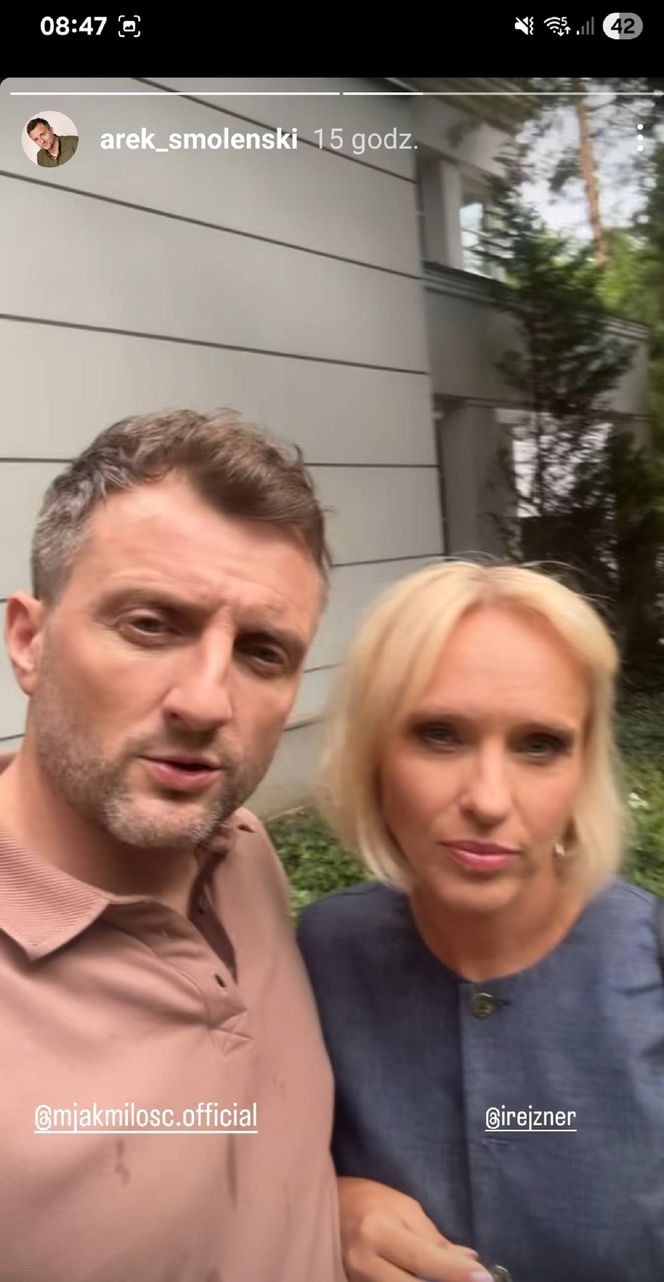 M jak miłość nowy sezon. Bartek (Arkadiusz Smoleński), Dorota (Iwona Rejzner) na planie