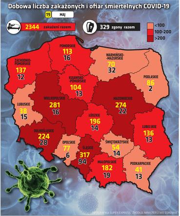 koronawirus w Polsce województwa 19 5 2021