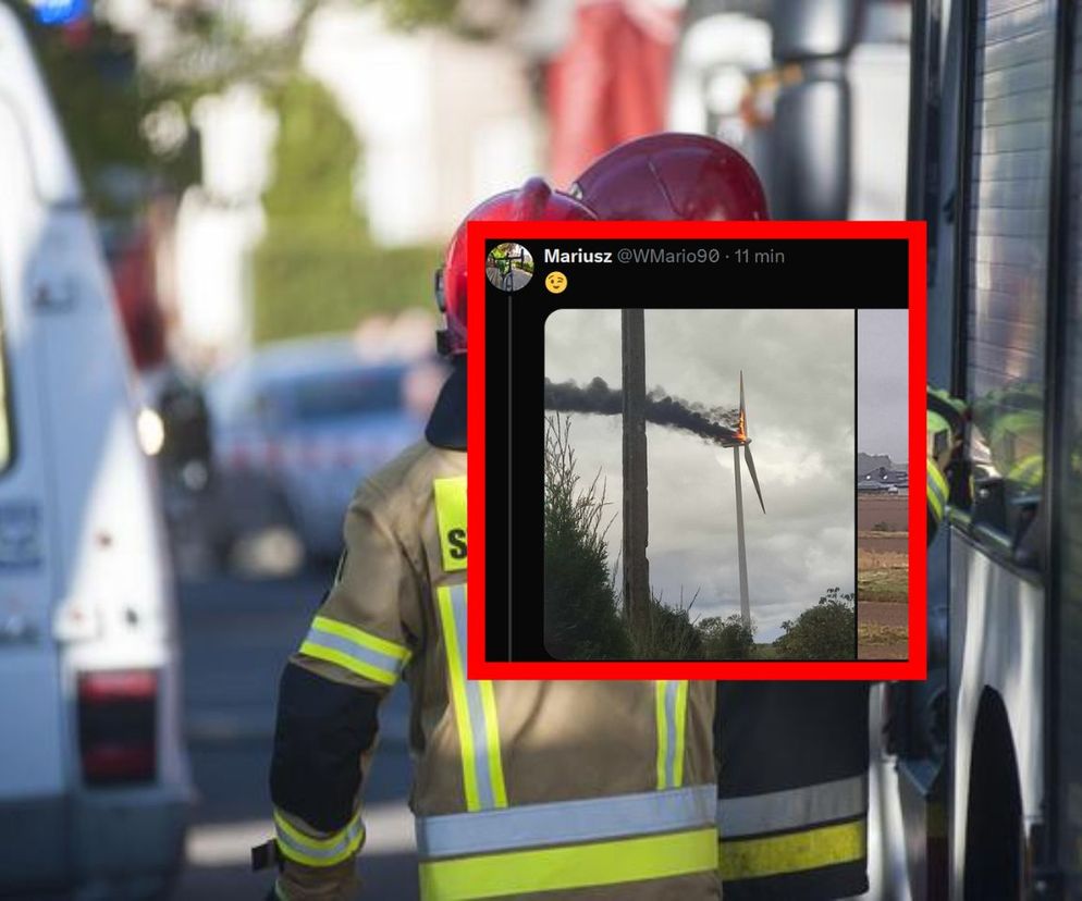 Płonie turbina wiatrowa pod Koszalinem. Pożar na dużych wysokościach