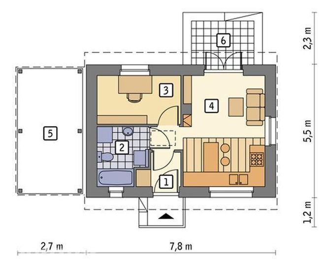 Projekt domu Ze świetlikami - wariant I (etap I) (letniskowy)