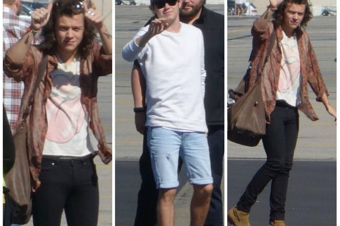 One Direction: Harry Styles, Niall Horan i Liam Payne pozują do zdjęć na płycie lotniska ;)