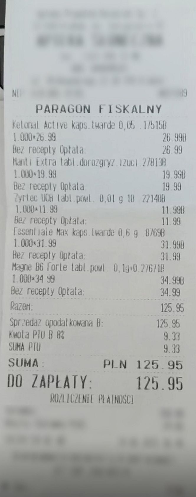 Paragony grozy z turystycznych aptek