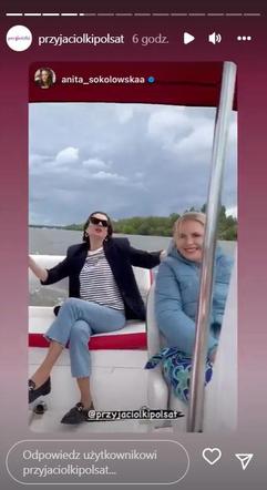 Przyjaciółki na planie. Anka (Magdalena Stużyńska), Zuza (Anita Sokołowska)