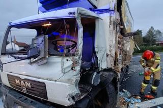 Czołowe zderzenie ciężarówek w Trzcinicy. Kierowca zasnął za kierownicą 