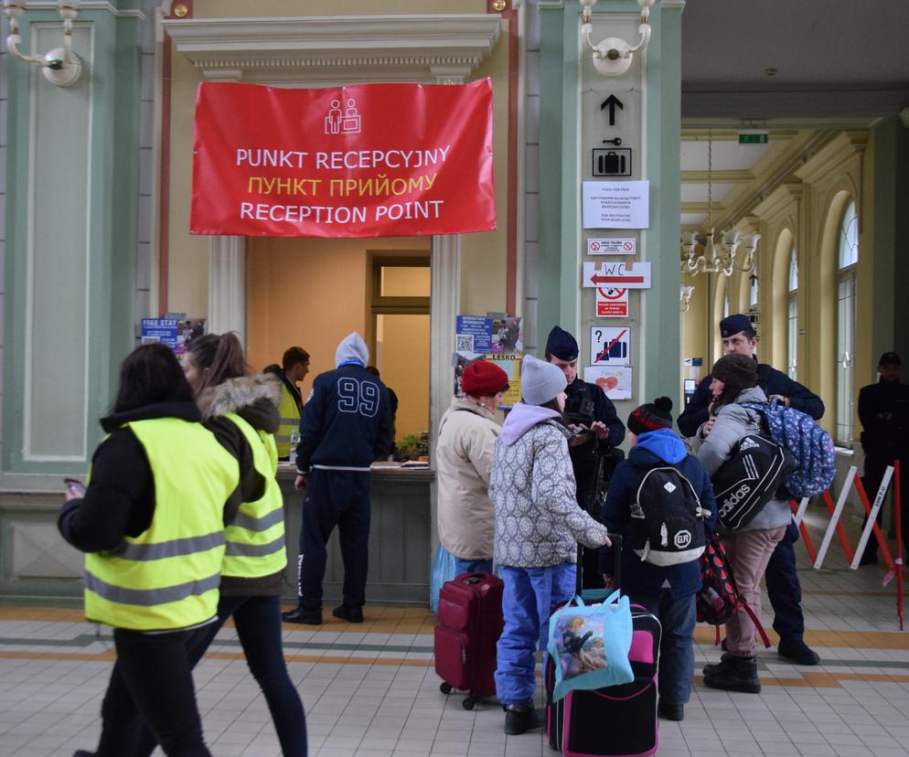 Uchodźcy z Ukrainy w punkcie recepcyjnym