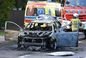Truskaw. Auto stanęło w ogniu, kierowca się palił. Lądował śmigłowiec LPR