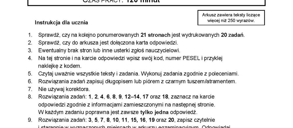 Próbny egzamin ósmoklasisty 2021. Arkusz CKE z języka polskiego
