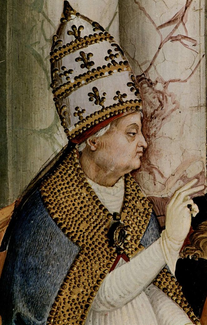 Tiara na głowie Piusa II (1405-1464)