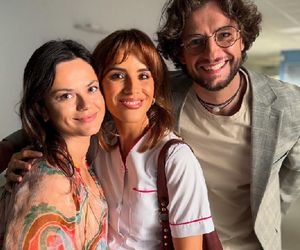 M jak miłość na planie. Kasia (Paulina Lasota), Kama (Michalina Sosna), Mariusz (Mateusz Mosiewicz)