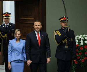 Marta Nawrocka cała na niebiesko zachwyciła w Sejmie  