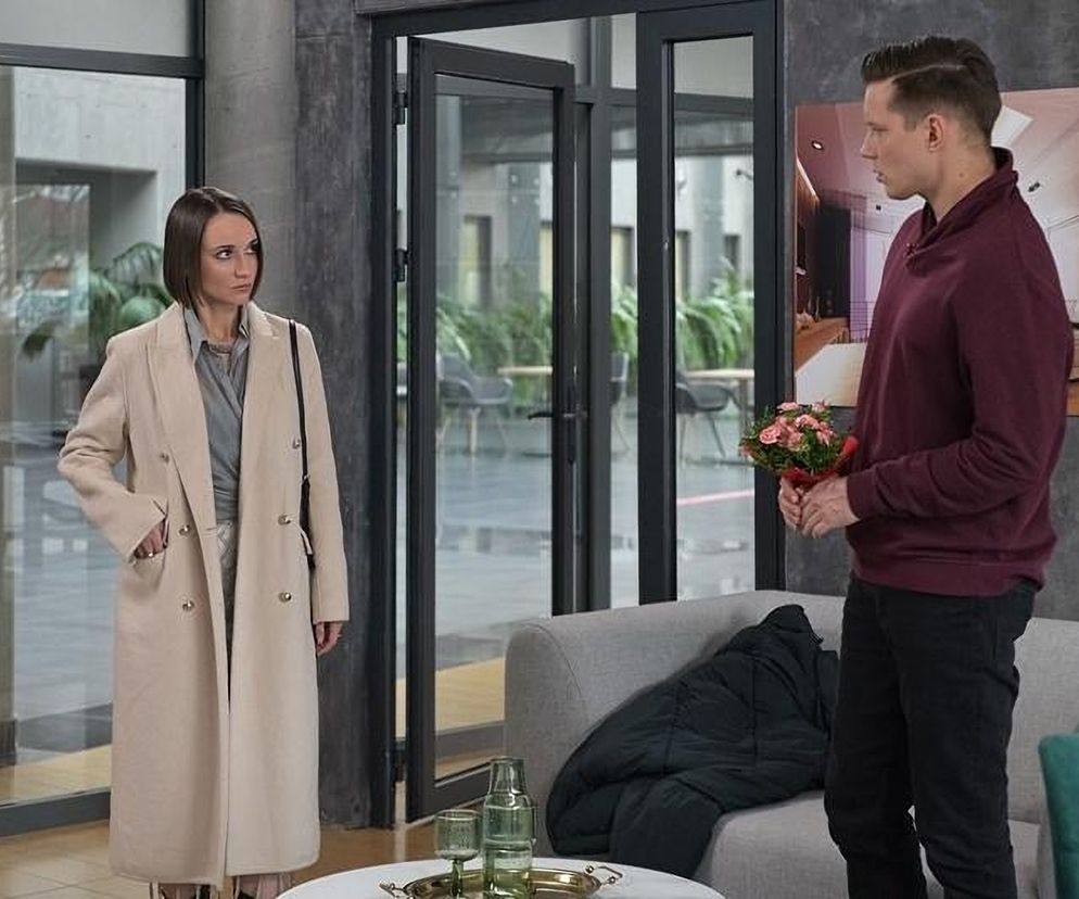 	Pierwsza miłość odc. 3805. Melka (Ewa Jakubowicz), Piotrek (Michał Mikołajczak)