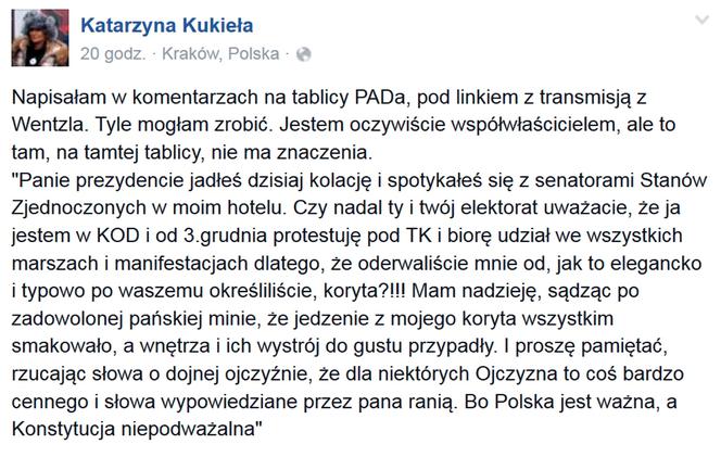 Obraża prezydenta, prezesa i Pierwszą Damę