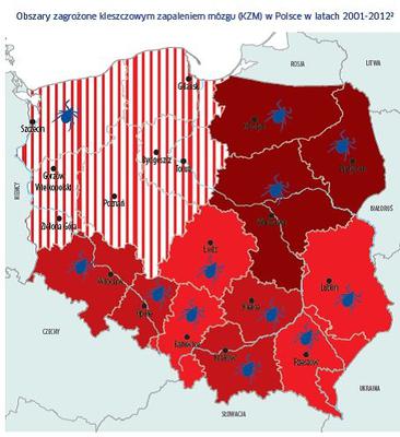 Kleszcze - mapa zagrożeń w Polsce (WSSE)