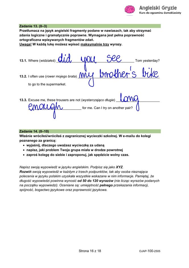 Egzamin ósmoklasisty język angielski 2025: ODPOWIEDZI i ARKUSZE CKE [15.05.2025]