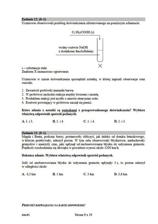 "Egzamin gimnazjalny 2019 - część przyrodnicza"