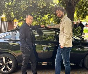 M jak miłość nowy sezon. Jakub (Krzysztof Kwiatkowski), Mariusz (Mateusz Mosiewicz) na planie