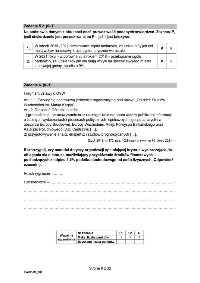 WOS 2024 - matura, arkusze CKE (formuła 2015)